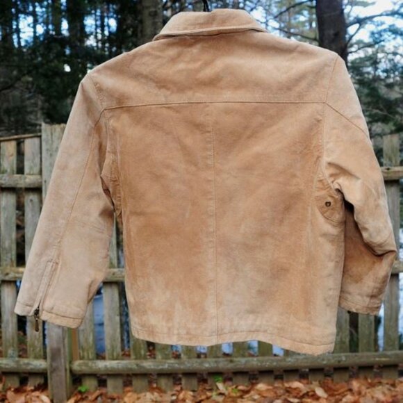 Girls Size SM/MED Khaki Tan Suede Jacket Coat Zip Front by Dimensions NY - Picture 5 of 7